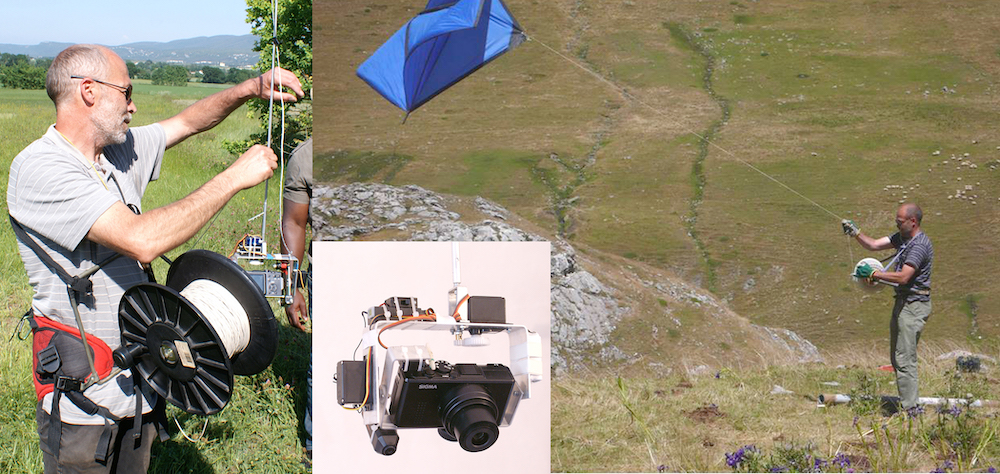 Fig. 10 : Fieldwork: the implementation of the photography by kite